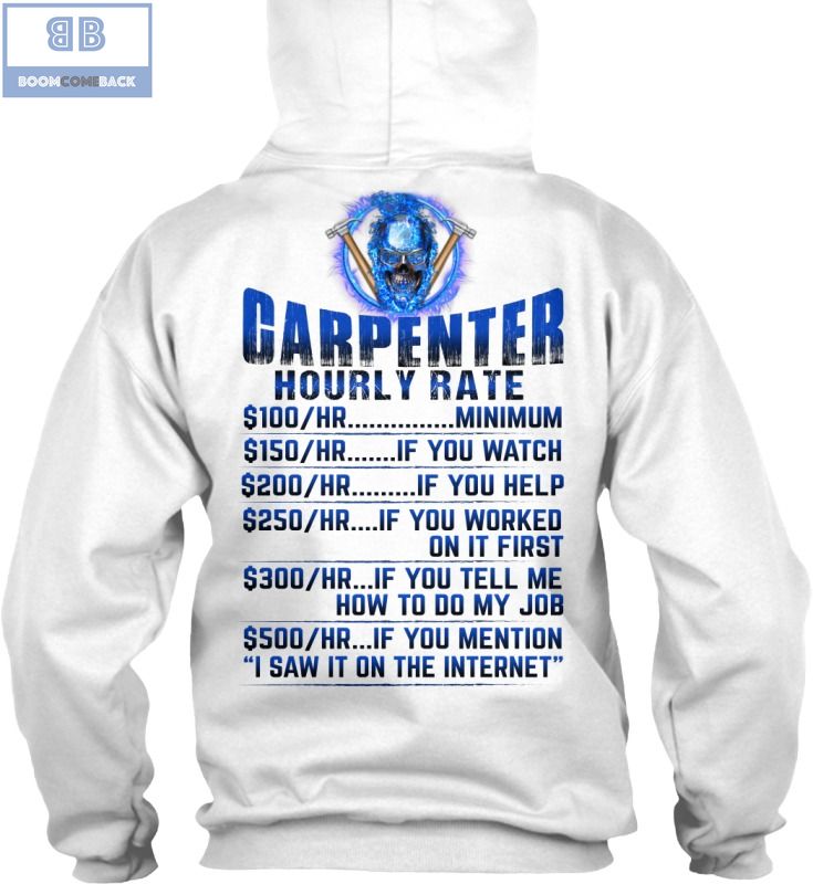Blue Fire Skull Carpenter Hourly Rate Shirt