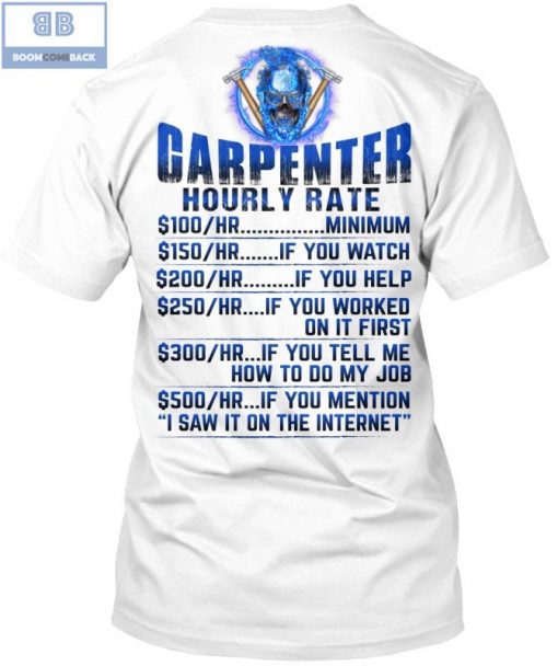 Blue Fire Skull Carpenter Hourly Rate Shirt
