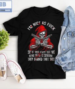 Red Skeleton With Gun I’m Nice As Fuck Shirt