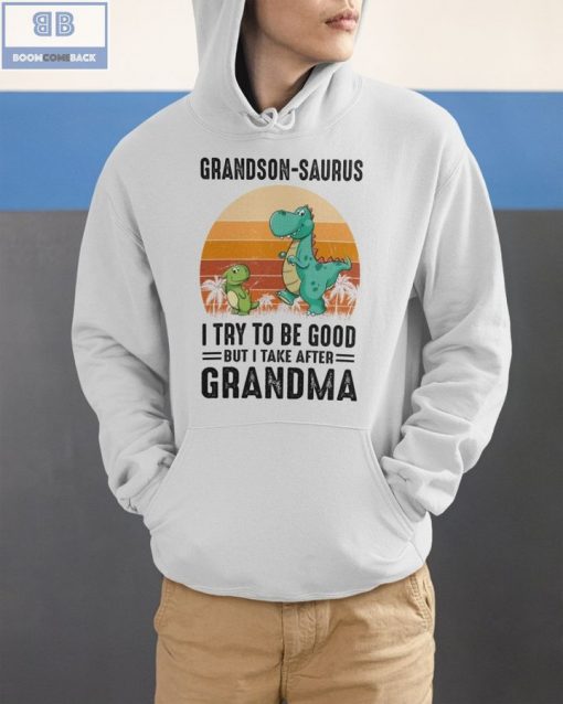 Vintage Grandson Saurus I Try To Be Good But I Take After Grandma Shirt