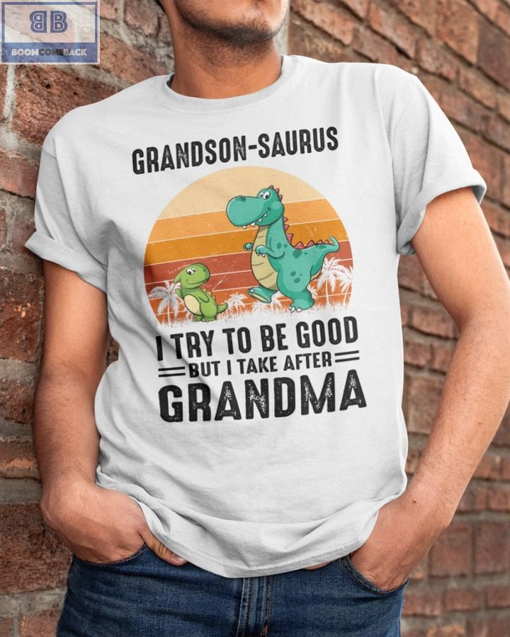 Vintage Grandson Saurus I Try To Be Good But I Take After Grandma Shirt