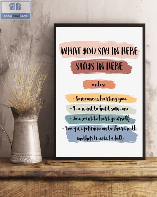 What You Say In Here Stays In Here Boho Poster