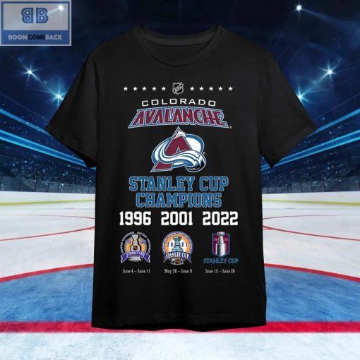 Colorado Avalanche Stanley Cup Champions 1996 2001 2022 Shirt