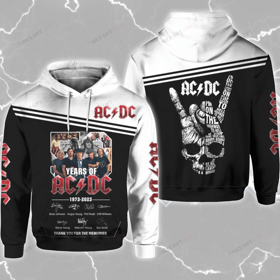 ACDC 1973 2023 Thank you For The Memories Skull 3D Hoodie
