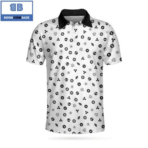 Black And White Bitcoin Cryptocurrency Pattern Athletic Collared Men's Polo Shirt