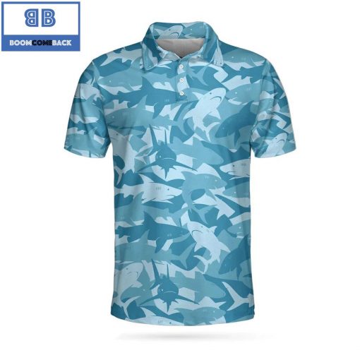Camouflage Ocean Shark Pattern Athletic Collared Men’s Polo Shirt