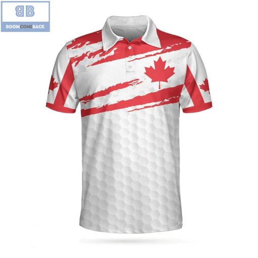 Canada Flag Golf Texture Maple Leaves Athletic Collared Men's Polo Shirt