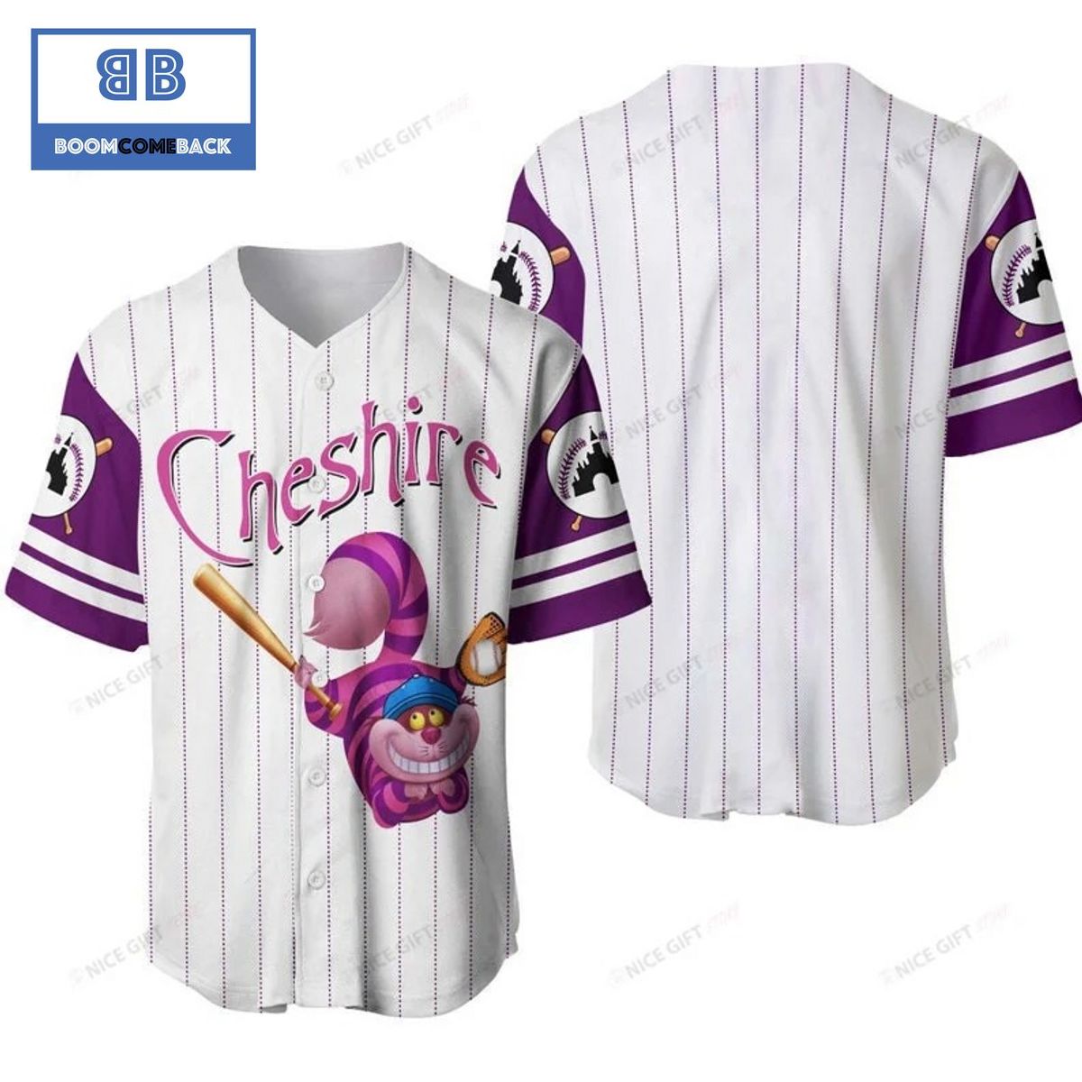 Cheshire Cat White Baseball Jersey