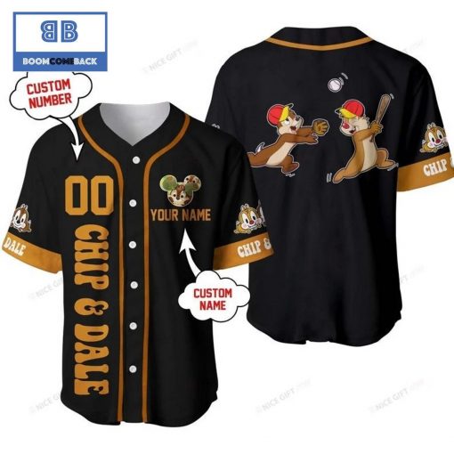 Chip ‘n Dale Custom Name And Number Black Baseball Jersey