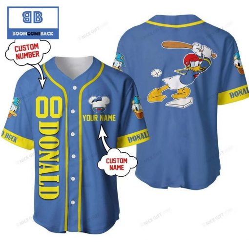 Donald Duck Custom Name And Number Dark Blue Baseball Jersey