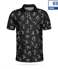Doodling Golfer Playing Golf Athletic Collared Men's Polo Shirt