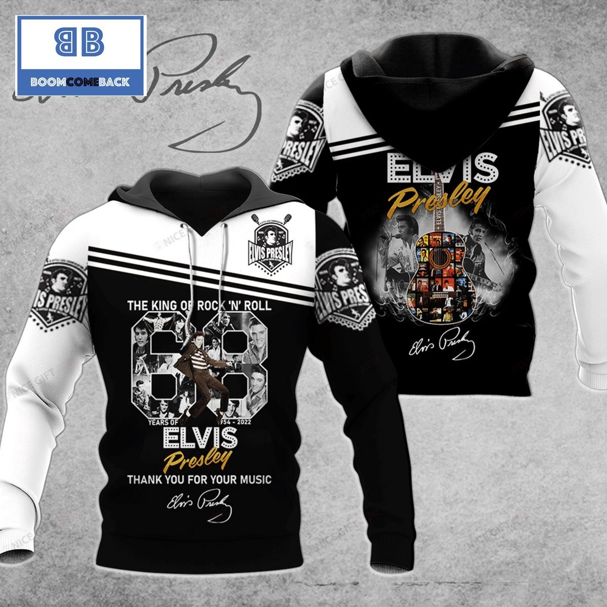 Elvis Presley 1954 2022 68 Years Thank you For The Memories Signature 3D Hoodie