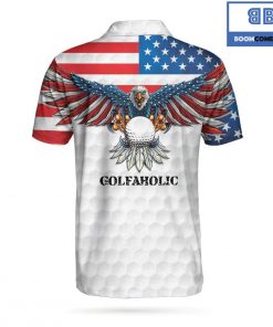 Golf American Flag Eagle Wings White Golf Pattern Athletic Collared Men’s Polo Shirt