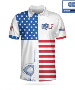 Golf American Flag Horizontal Stripes Pattern Athletic Collared Men’s Polo Shirt