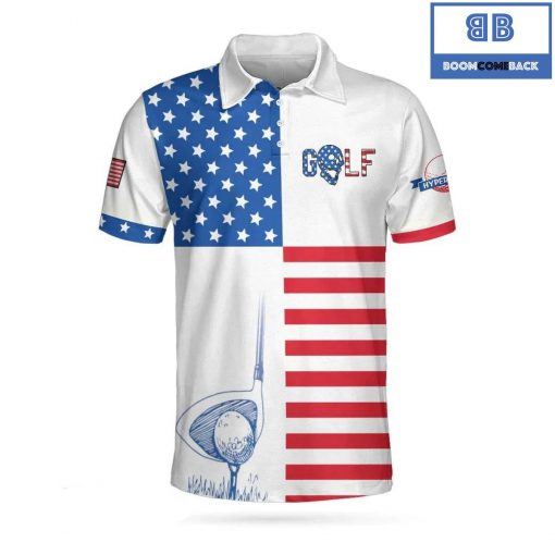 Golf American Flag Horizontal Stripes Pattern Athletic Collared Men's Polo Shirt