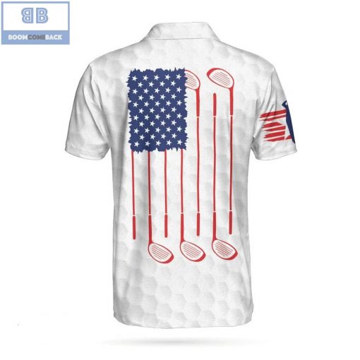 Golf American Flag White Athletic Collared Men's Polo Shirt