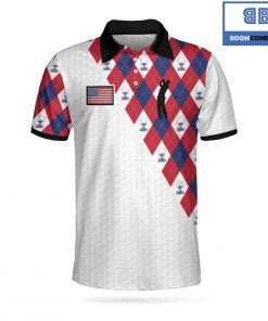 Golf Argyle Pattern With American Flag Athletic Collared Men's Polo Shirt