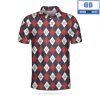 Golf Argyle Pattern With American Flag Athletic Collared Men’s Polo Shirt