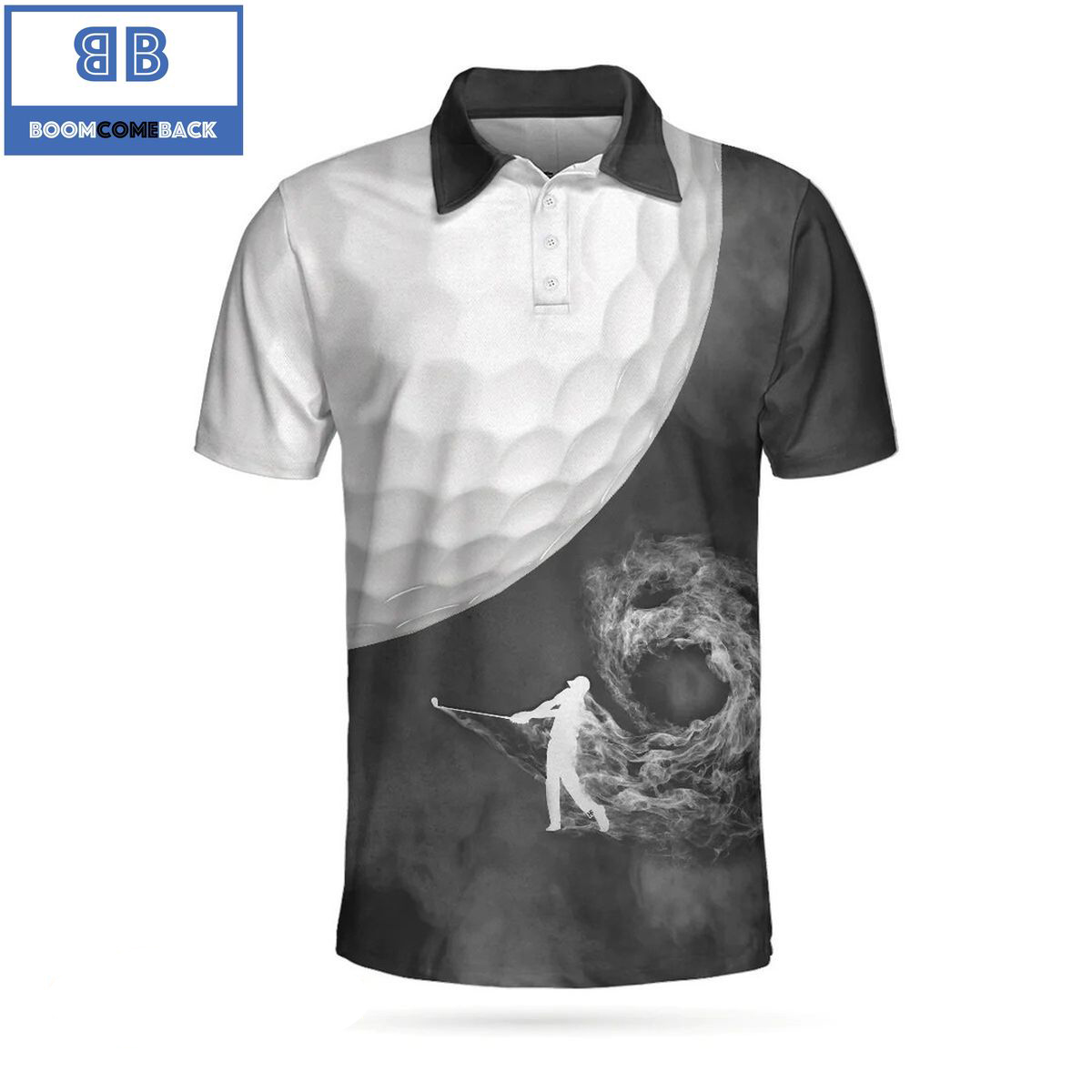 NEW TRENDING Golf Ball And Golfer With Smoke Athletic Collared Men's ...
