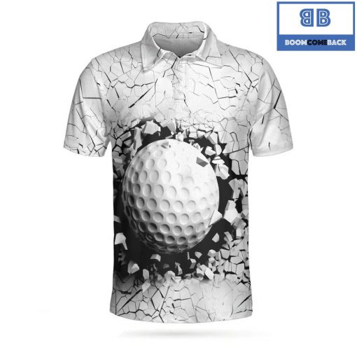 Golf Ball Breaking Black And White Cracking Pattern Athletic Collared Men’s Polo Shirt