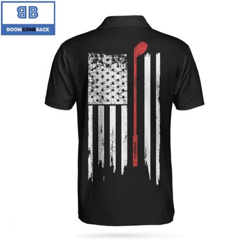 Golf Black And White American Flag Athletic Collared Men’s Polo Shirt