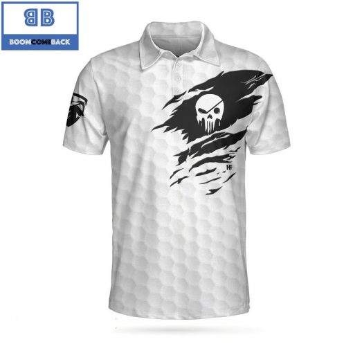 Golf Black And White Golf Pattern Ripped Skull Athletic Collared Men’s Polo Shirt