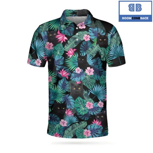 Golf Black Cat Tropical Athletic Collared Men’s Polo Shirt