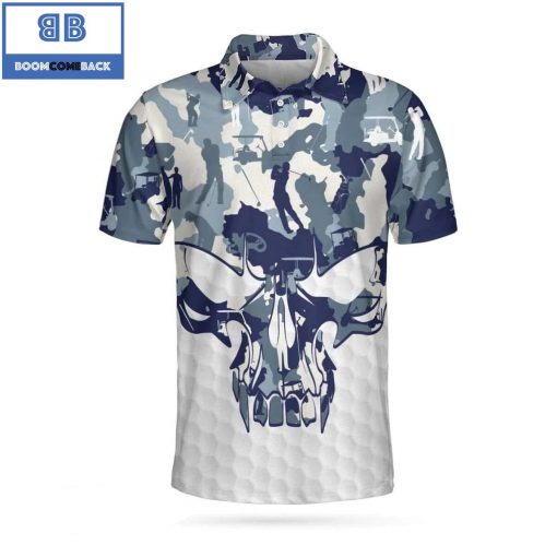 Golf Blue And White Camouflage Golf Set Skull Athletic Collared Men’s Polo Shirt