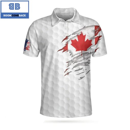 Golf Canada Flag Red Maple Leaf Athletic Collared Men's Polo Shirt