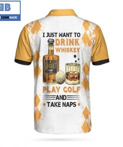 Golf Drink Whisky And Take Naps Argyle Pattern Athletic Collared Men's Polo Shirt