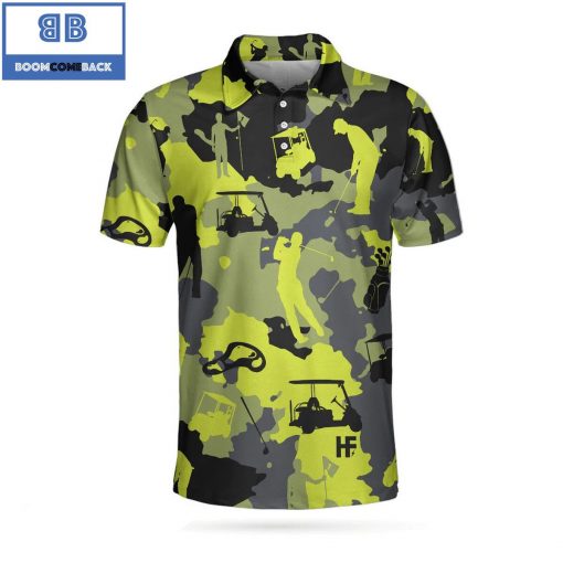 Golf Green And Grey Camouflage Golf Athletic Collared Men’s Polo Shirt