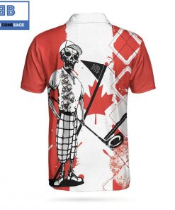 Golf I Like It Rough Canada Flag Argyle Pattern Skeleton Golfing Athletic Collared Men’s Polo Shirt