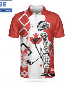 Golf I Like It Rough Canada Flag Argyle Pattern Skeleton Golfing Athletic Collared Men's Polo Shirt