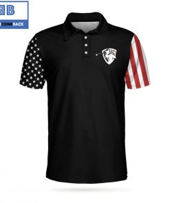 Golf Let's Par Tee Dark Theme American Flag Athletic Collared Men's Polo Shirt