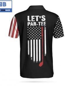 Golf Let's Par Tee Dark Theme American Flag Athletic Collared Men's Polo Shirt