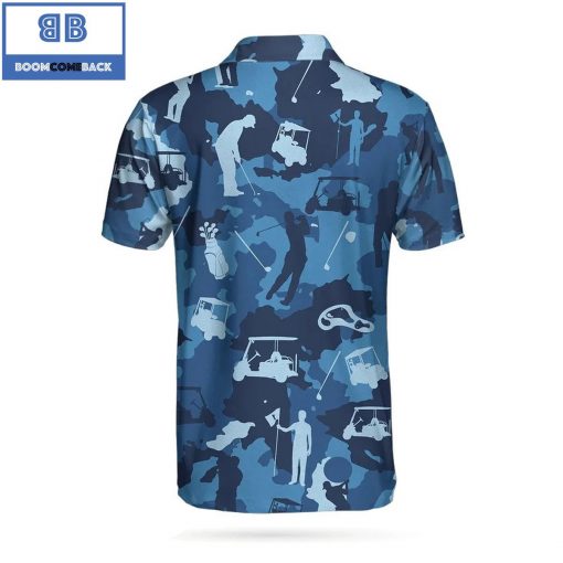 Golf Ocean Blue Camouflage Athletic Collared Men’s Polo Shirt