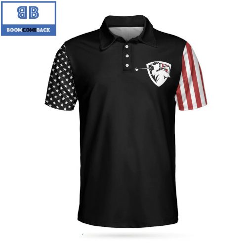 Golf Proud American Dark Theme American Flag Athletic Collared Men’s Polo Shirt