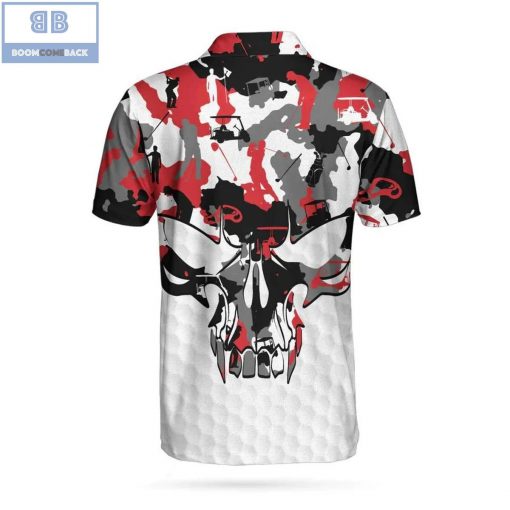 Golf Red And White Camouflage Golf Set Skull Athletic Collared Men’s Polo Shirt