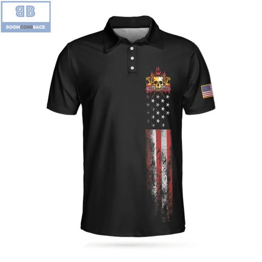 Golf Skull America Flag Wet Paint Athletic Collared Men's Polo Shirt