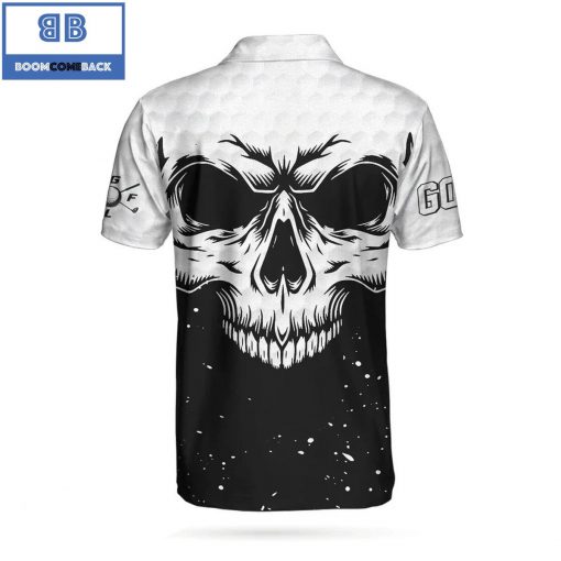 Golf Skull Pattern Black And White Athletic Collared Men’s Polo Shirt