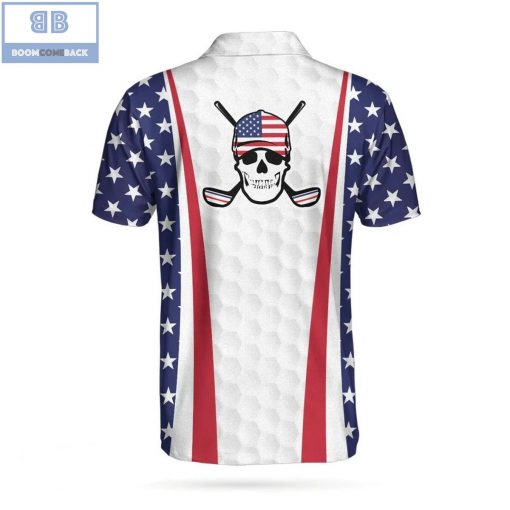 Golf Skull Wear American Flag Hat Golf Ball Pattern Athletic Collared Men’s Polo Shirt