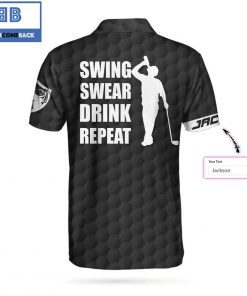 Golf Swing Swear Drink Repeat Athletic Collared Men's Custom Name Polo Shirt