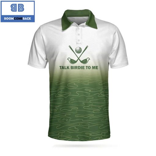 Golf Talk Birdie To Me Golf Grass Pattern Athletic Collared Men’s Polo Shirt