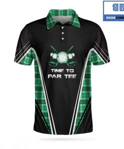 Golf Time To Par Tee Green Tartan Plaid Pattern Athletic Collared Men’s Polo Shirt