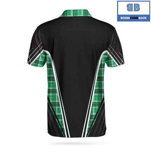 Golf Time To Par Tee Green Tartan Plaid Pattern Athletic Collared Men’s Polo Shirt