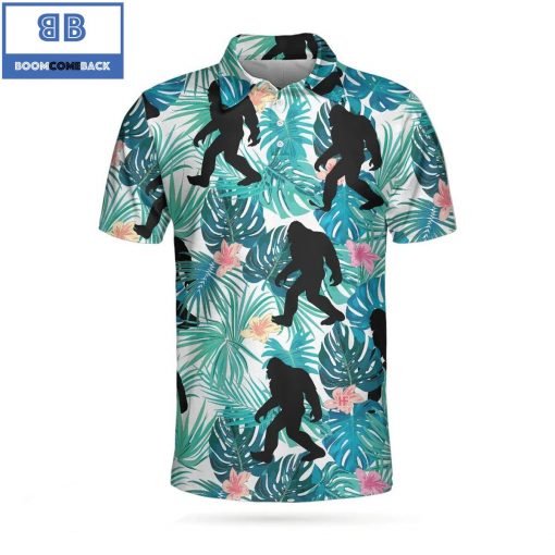 Golf Tropical Floral And Leaves Athletic Collared Men's Polo Shirt