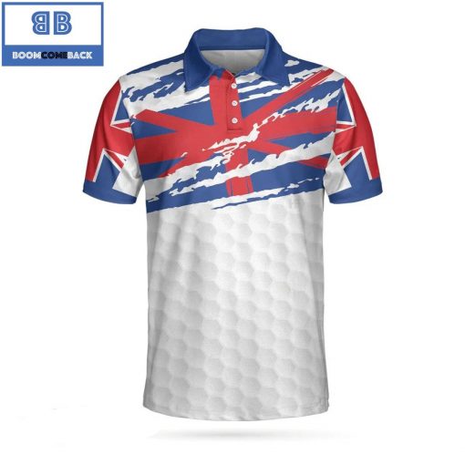 Golf United Kingdom Flag Golf Texture Blue Golfer Athletic Collared Men's Polo Shirt