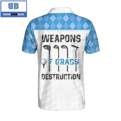 Golf Weapons Of Grass Destruction Blue Argyle Pattern Athletic Collared Men’s Polo Shirt