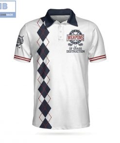 Golf Weapons Of Grass Destruction White And Navy Argyle Pattern Athletic Collared Men’s Polo Shirt