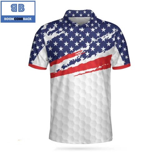 Golfer And American Flag Golf Pattern Athletic Collared Men’s Polo Shirt